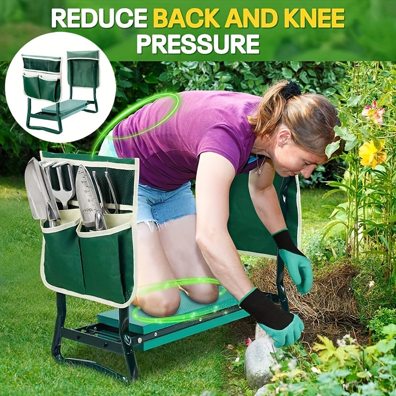 1pc Garden Garden Kneeling Stool With Tool Kit Garden Kneeling Stool With Anti Slip Folding Stool Garden Hardware Tools For Space Saving