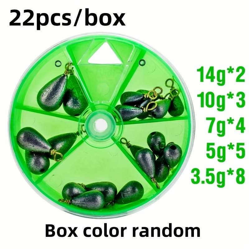Image of 22pcs Teardrop Fishing Lead Weights With Swivel Rings - 360° Rotating, Design For Efficient Casting, Sea Rod Weighted Lead Weights