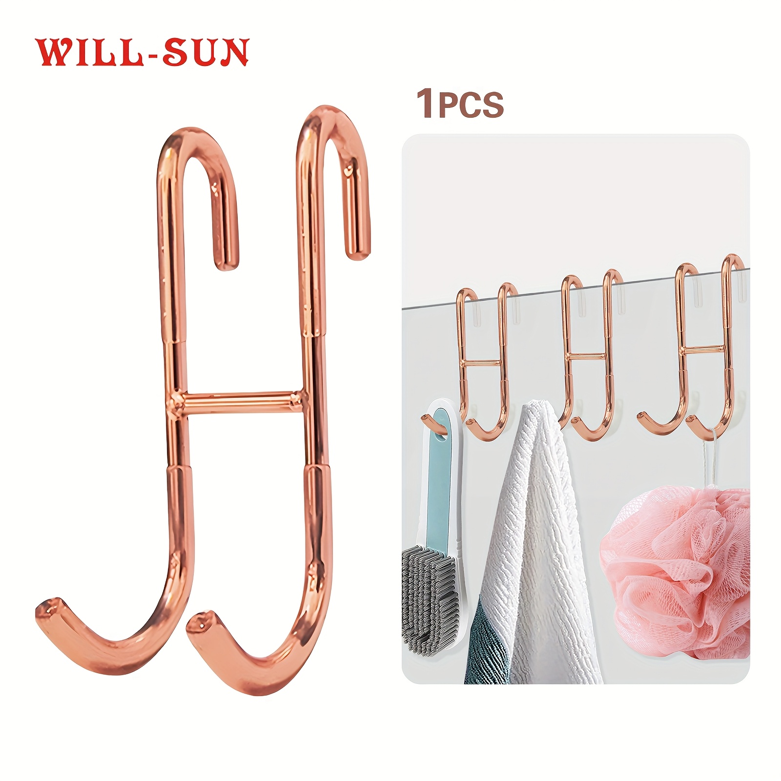 TEMU Shower Door Hook, Bathroom Glass Door Hook For Frameless Glass, Hook For Towels, Robes, And Scrapers. Suitable For Towels, Bathroom Frameless