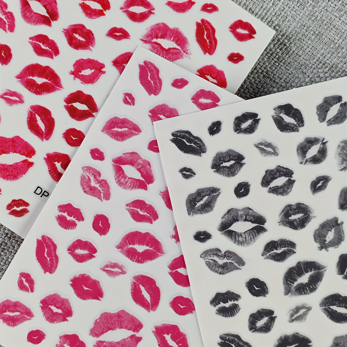 3 Sheet Lips Nail Art Stickers Red Lip Lip Self-adhesive Nail For Women Diy Nail Art Decoration