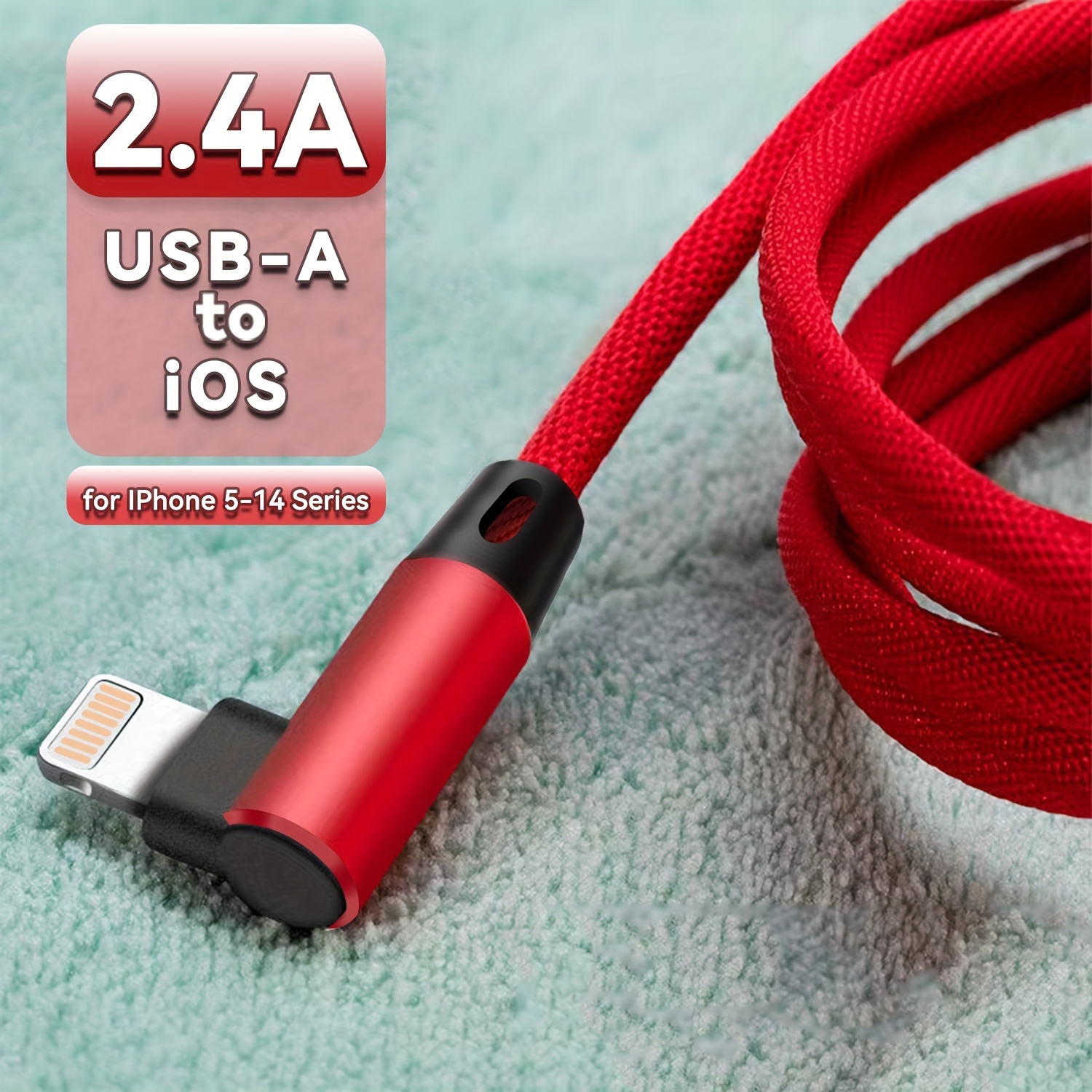 

durable Nylon" Binboom Mfi Certified 12w Fast Charge Usb-a To Cable - Durable Nylon, Flat Design For 5-14 Series & Ipad/ipod - High-speed Data Transfer