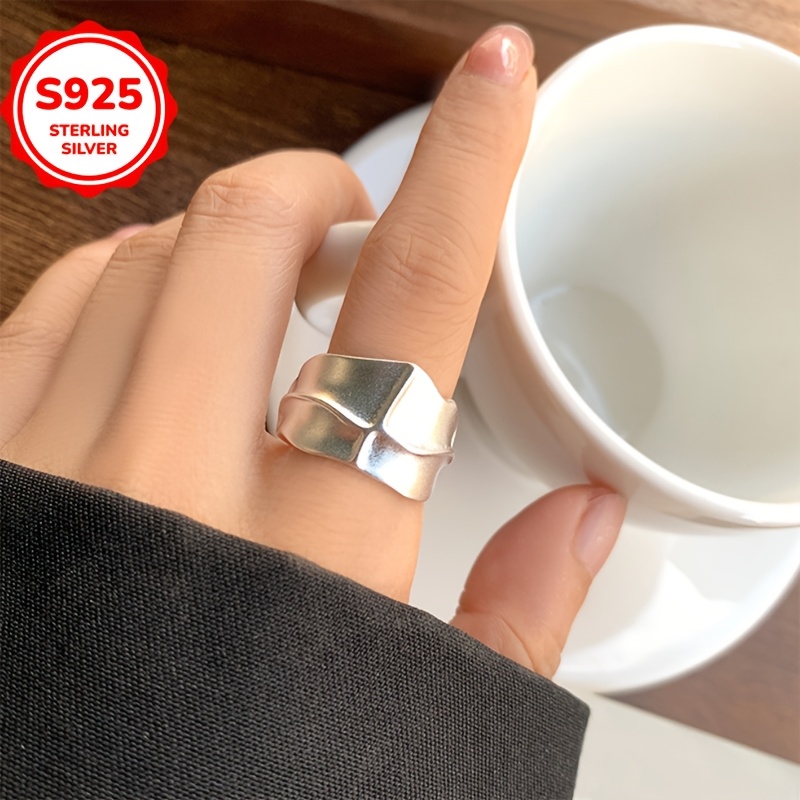 Sterling Silver Open Ring Vintage Style with Textured Finish Gift