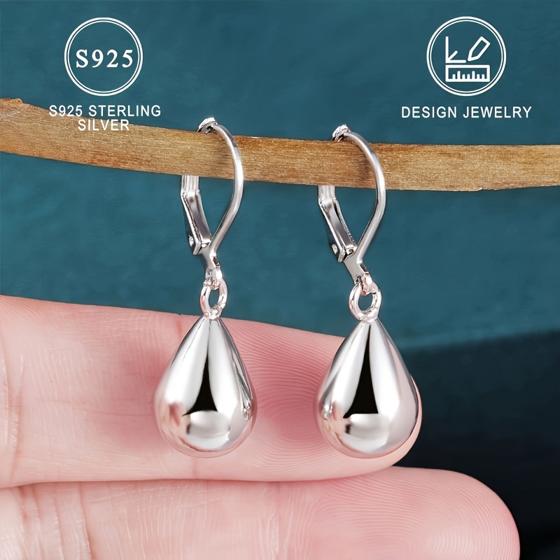 925 Sterling Silver Water Drop Earrings Hypoallergenic Dangle Earrings