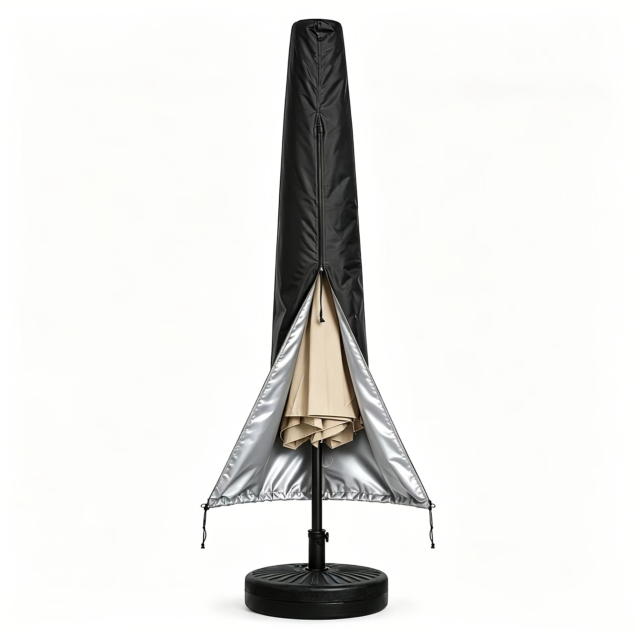 TEMU Housse d'ombrage de jardin, pièce unique, 190 x 50 cm, housse de rangement pour parasol d'extérieur, avec fermeture éclair et cordon de serrage,