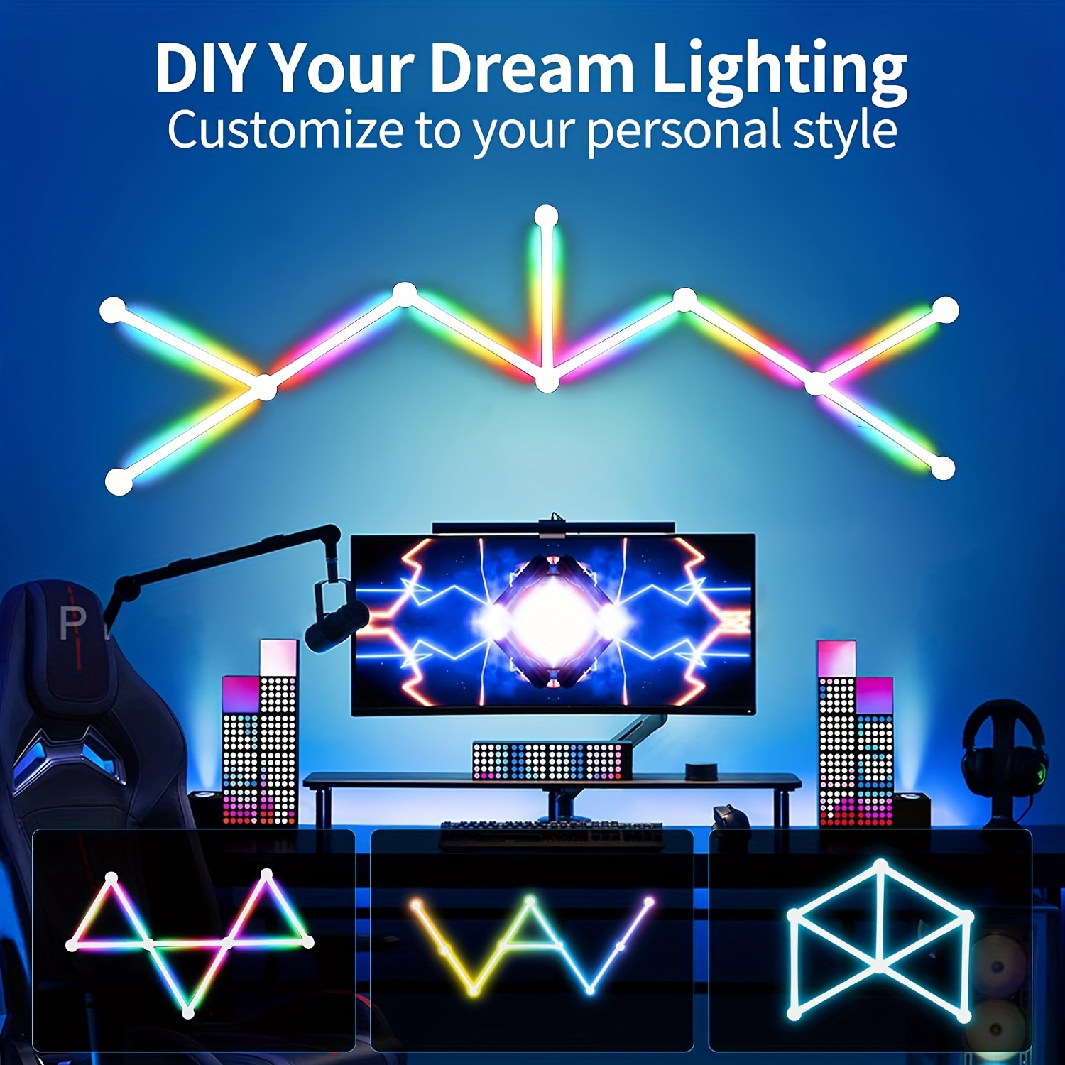 9pcs Rgb Wall Lights, Led Diy Geometry Splicing Gaming Lights, Backlit