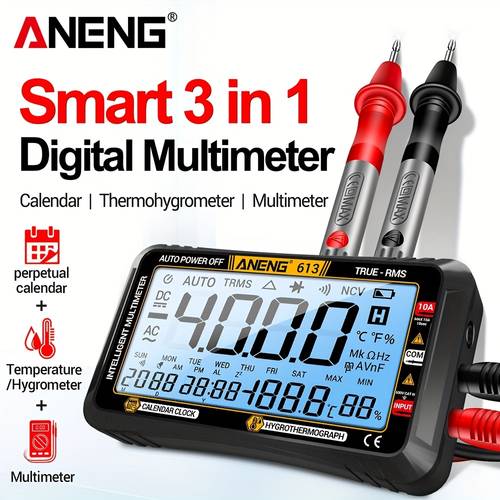 613 4000 count digital multimeter with pt1005 digital multimeter probe test pin ac current voltage capacitor hz buzzer professional multimetro meter test tool battery voltage measurement current
