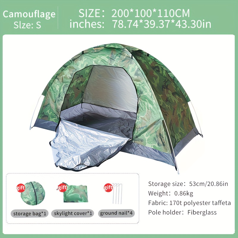 Image of Camouflage Outdoor Camping Tent, 1-2 Person Automatic Tent, Installation-free Quick-open Backpacking Picnic Hiking Fishing Tent