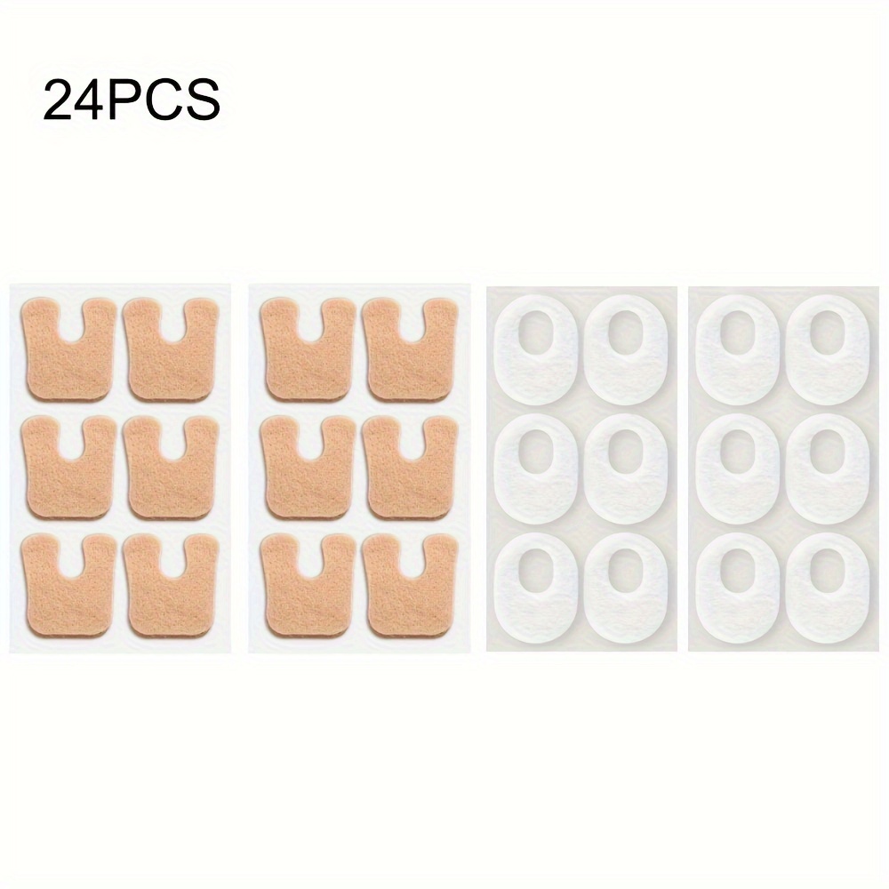 Image of 24 U-shaped Felt Pads For And, Designed To Prevent Foot Friction, Easy To Apply, Soft And Comfortable, Half-size Forefoot Cushions