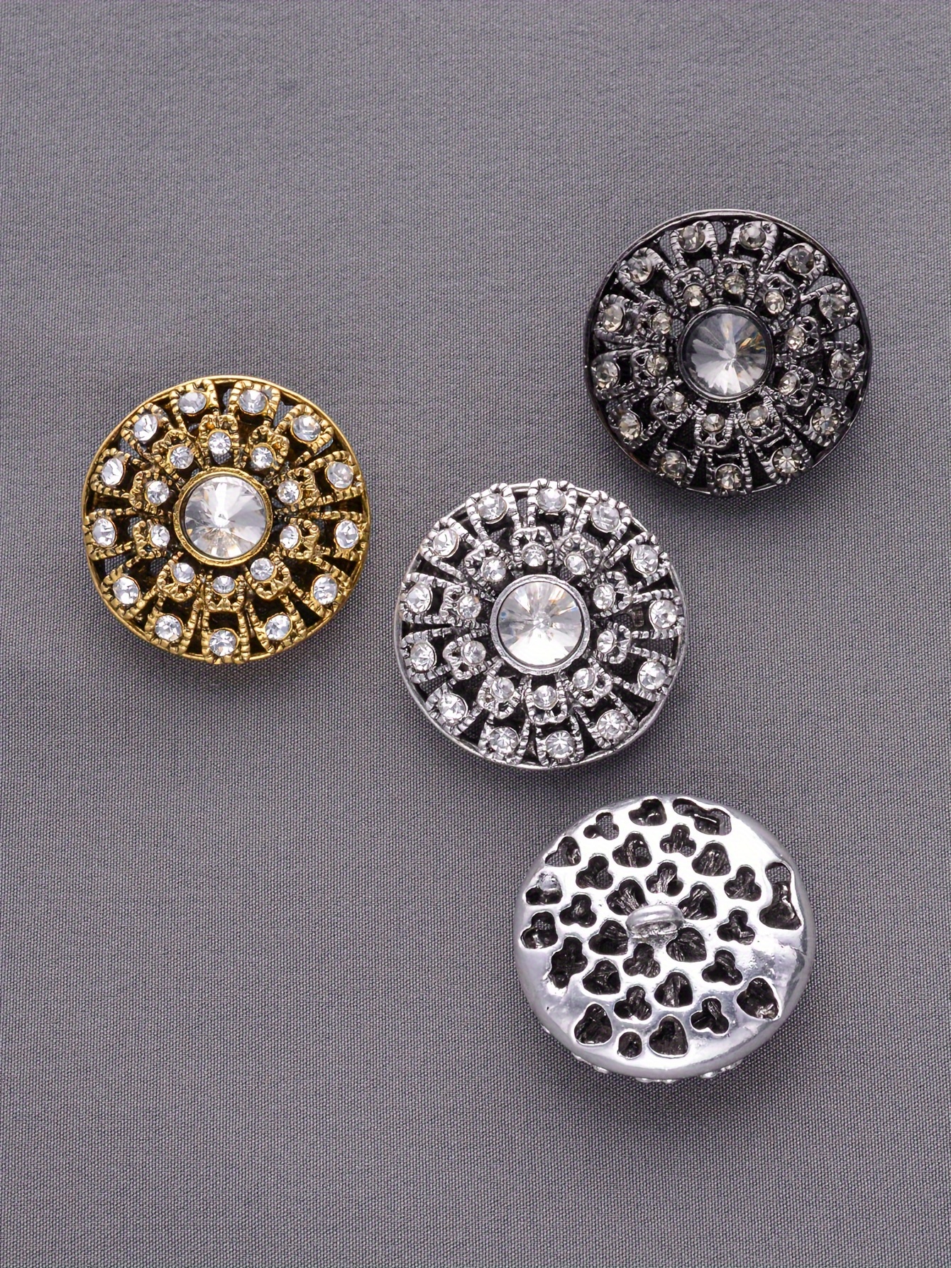 5 vintage delicate round diamond studded hollow fashion buttons for shirts sweaters suits coats trench coats hand   decorative buttons bags gift boxes shoes hats hand held flowers diy fashion accessories details 2