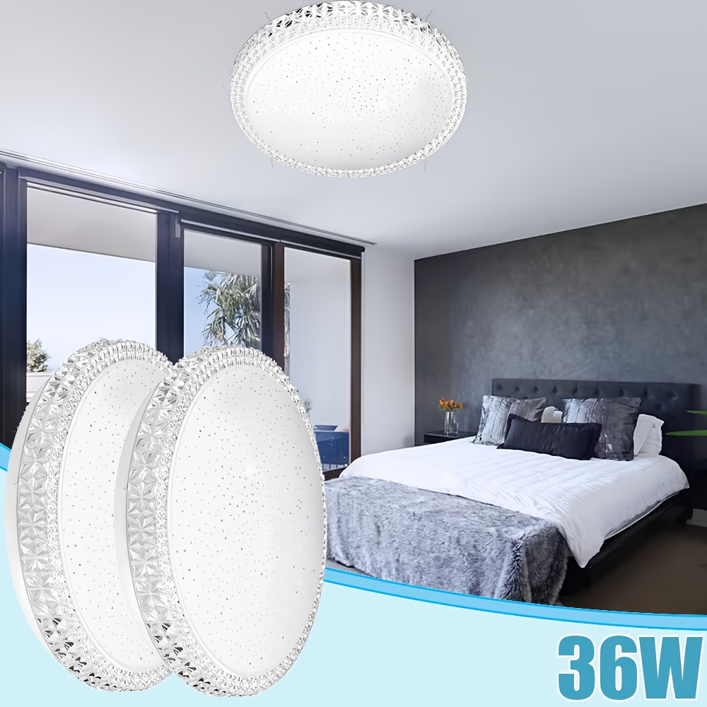 2pcs 36w Modern Led Ceiling Light Fixture, 6500k Daylight White, Mount With Acrylic Shade, Polished End, Switch Control, Hardwired For Kitchen, , Bedroom