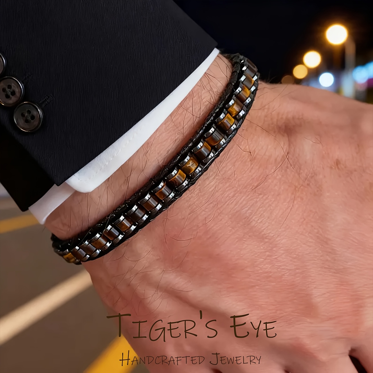 TEMU Joyería artesanal de y : y . Una pulsera elegante para hombre, para cualquier ocasión. ideal de pulsera de piedra natural para hombre, para