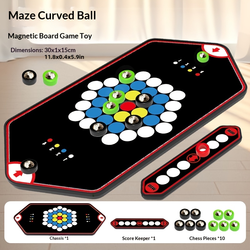 Magnetic Curved Flow Balls: Two-player Physical Ejection Chess, Educational, Stress- Parent-child Board Game