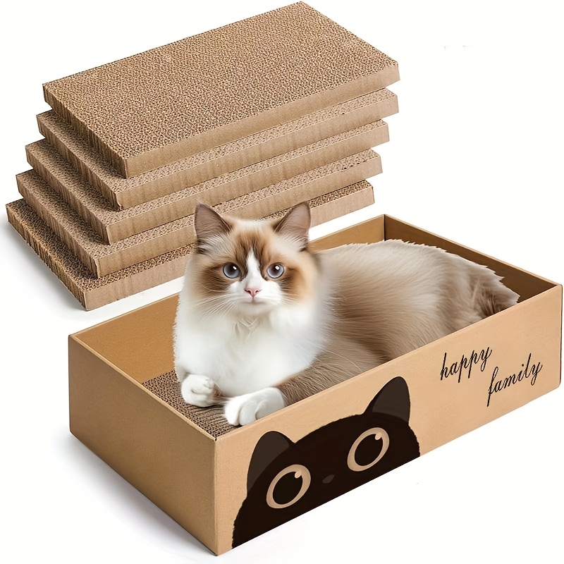 E-shop 5 Stück Doppelseitige Katzen-Kratzpad, Groß, Langlebig, Wiederverwertbar, Umkippen, Hochdichte Wellenkarton, Für Ruhe Und Spiel,