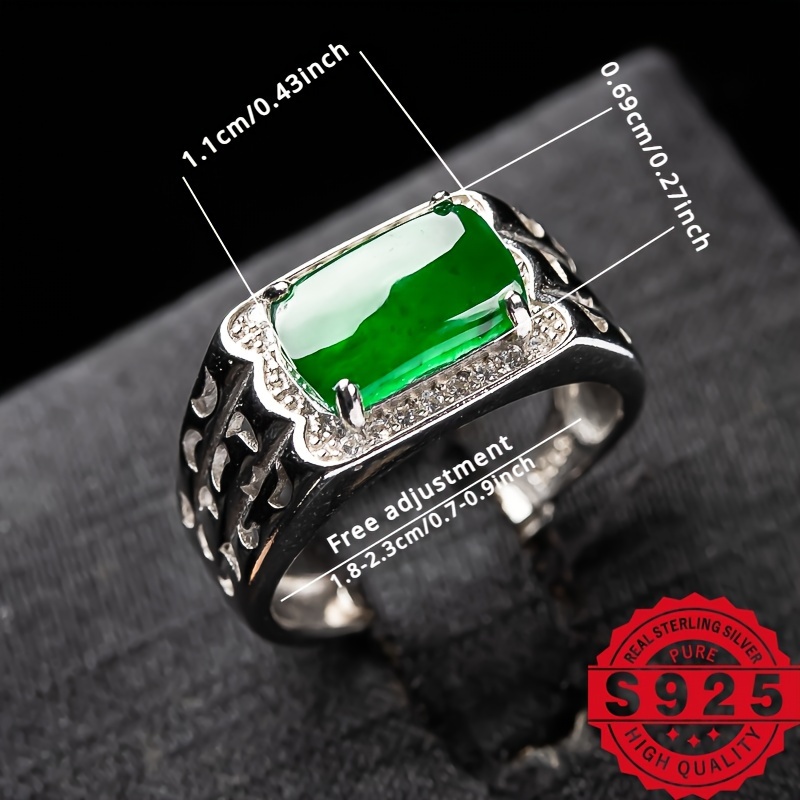 Natural Stone Inlaid 925 Silver DIY Ring — Unisex