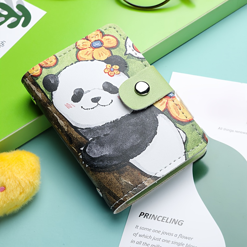 TEMU Panda Cartoon Card Bag For Women, Large Capacity, Multiple Card Positions, Anti Demagnetization, Id Position, Card Cover, Male Business Card
