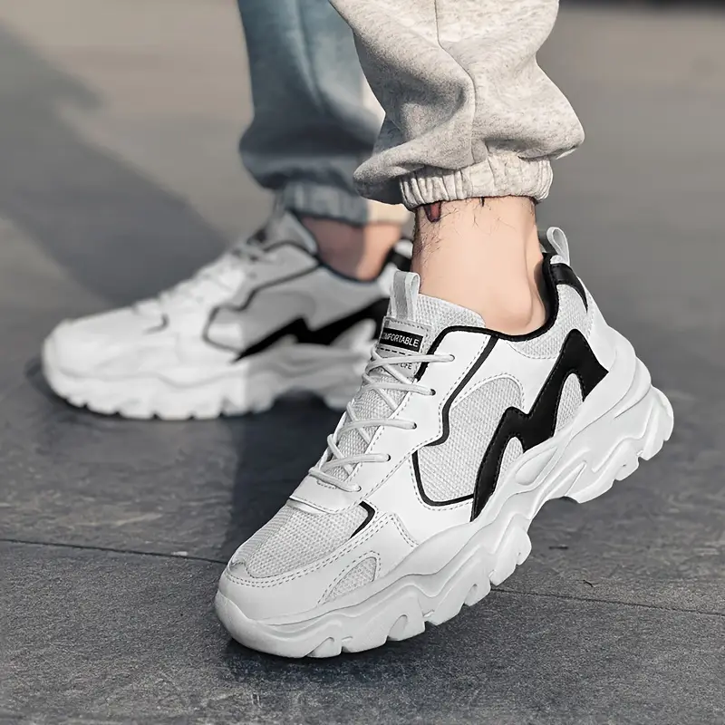zapatillas deportivas casuales para hombre - malla transpirable y parte de pu, gruesa de eva, diseño con cordones para actividades al aire libre, correr y vestimenta casual, zapatos casuales para a dÃa | zapatillas bajas modernas | plantilla de tela cómoda Detalles del producto 8