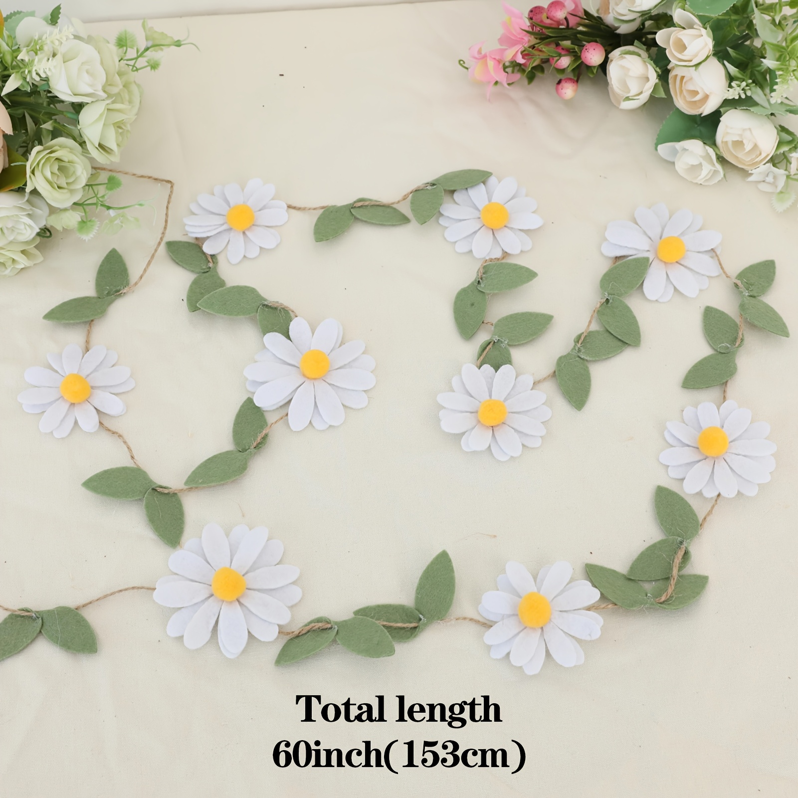 TEMU 手作りルバナー、春の花テーマ誕生日ピンクホワイトパープルバナーデコレーション、寝室デコレーション、フォトバック