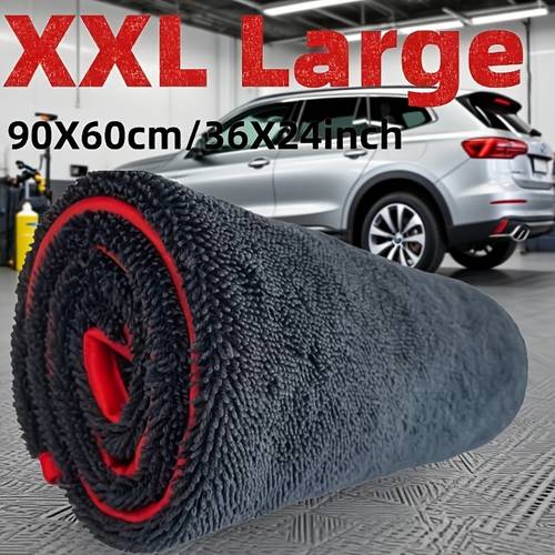 xxl extra large microfiber drying towel with twist ring design super absorbent thickened technology suitable for cars trucks boats red and gray detail cloth absorbent material
