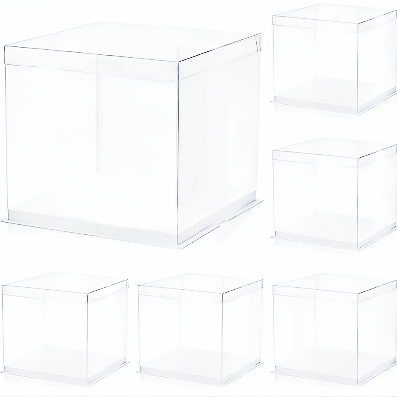 TEMU 6pcs Square Clear Gift Boxes, Surprise Flower , Christmas And Valentine's Day Gift Box, Heightened Clear Square Display Box With , Dustproof