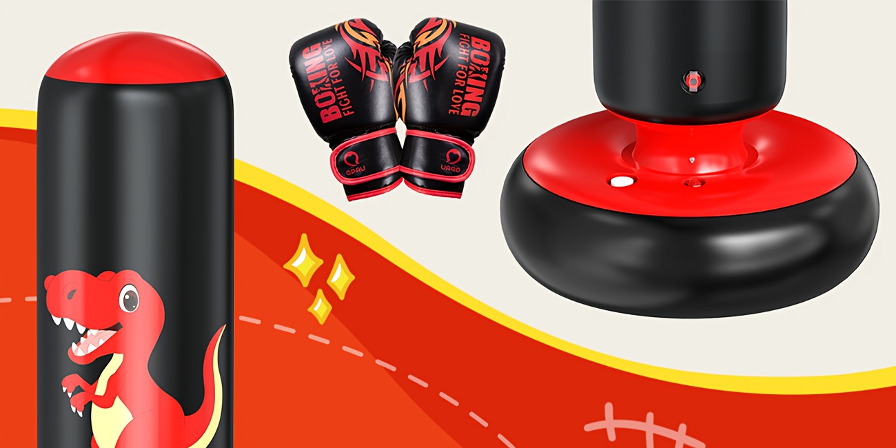 New Year Gifts Inflatable Punching Bag, 48 Inch Stable Inflatable Boxing Bag, Dinosaur - Shaped & Gifts, Boxing Set for Practicing Karate, Taekwondo, Punching Bag with Gloves