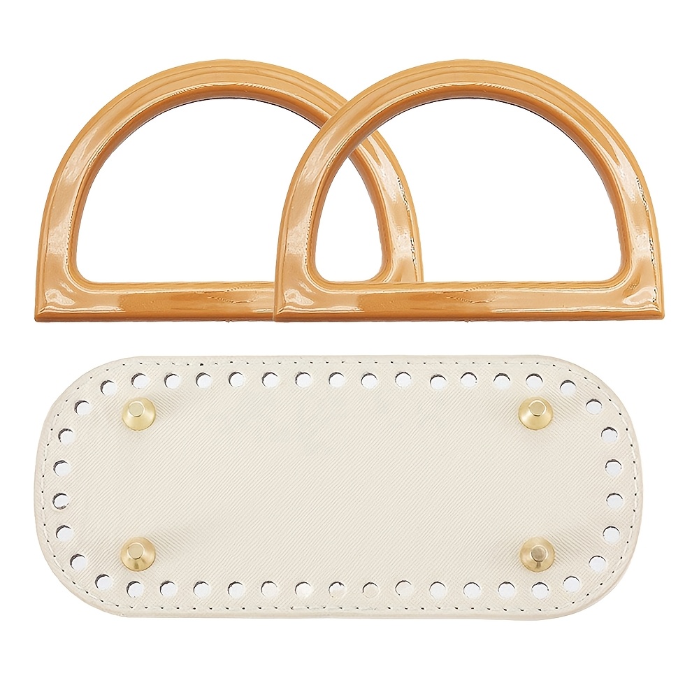 TEMU Lot de 3 poignées de sac tricotées, fond de sac tissé à , accessoires pour la fabrication de sacs et portefeuilles tricotés, convient aux sacs