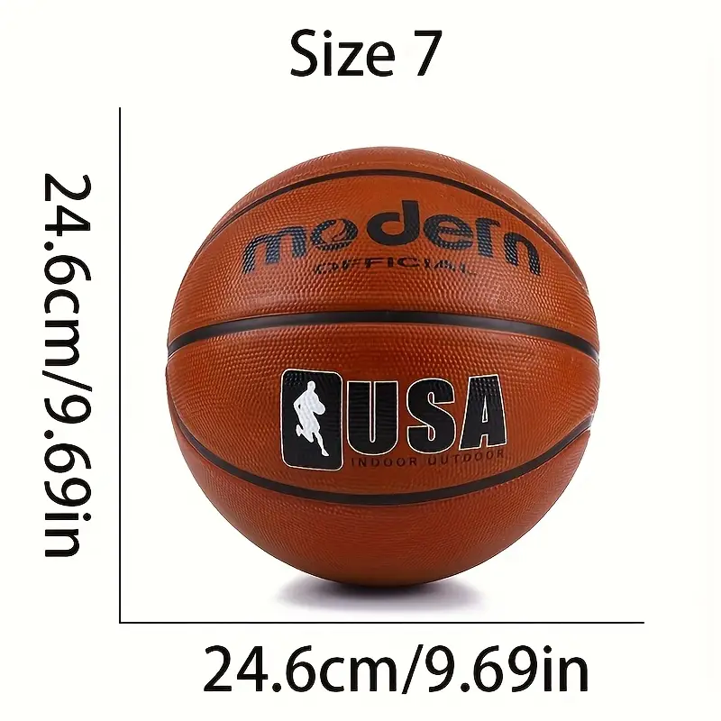1pc official modern brown size 7 6 5 4 durable rubber indoor outdoor professional competition ball beginners and ideal holiday gift basketball training gear modern basketball design durable rubber ball basketball hoop details 5
