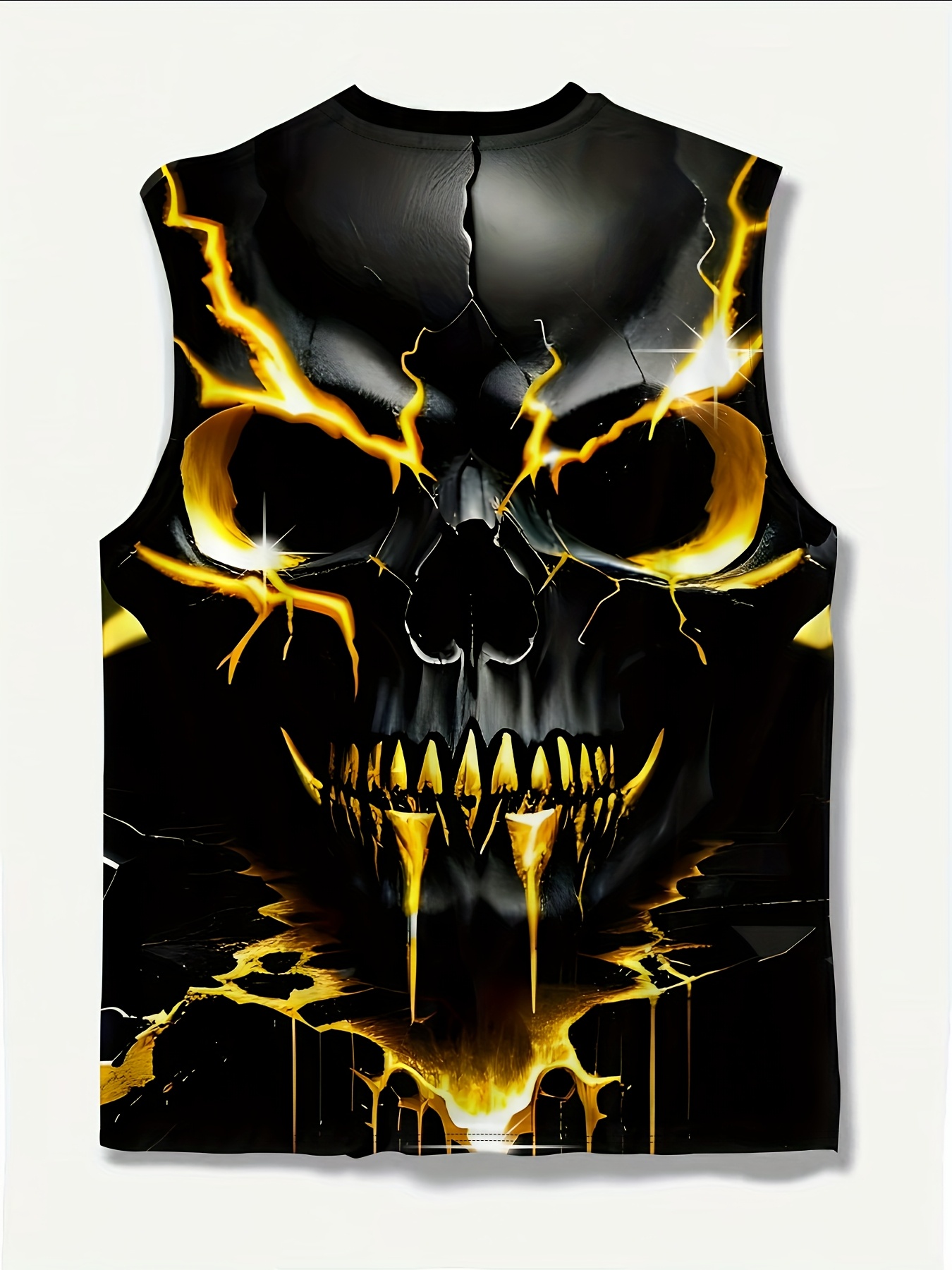 Men'S Plus Size Skull Graphic Print Tank Top - Breathable Sleeveless Workout Shirt for Gym, Basketball & Summer Training, Casual Round Neck Design, Gym Tank Top, PLUS SIZE