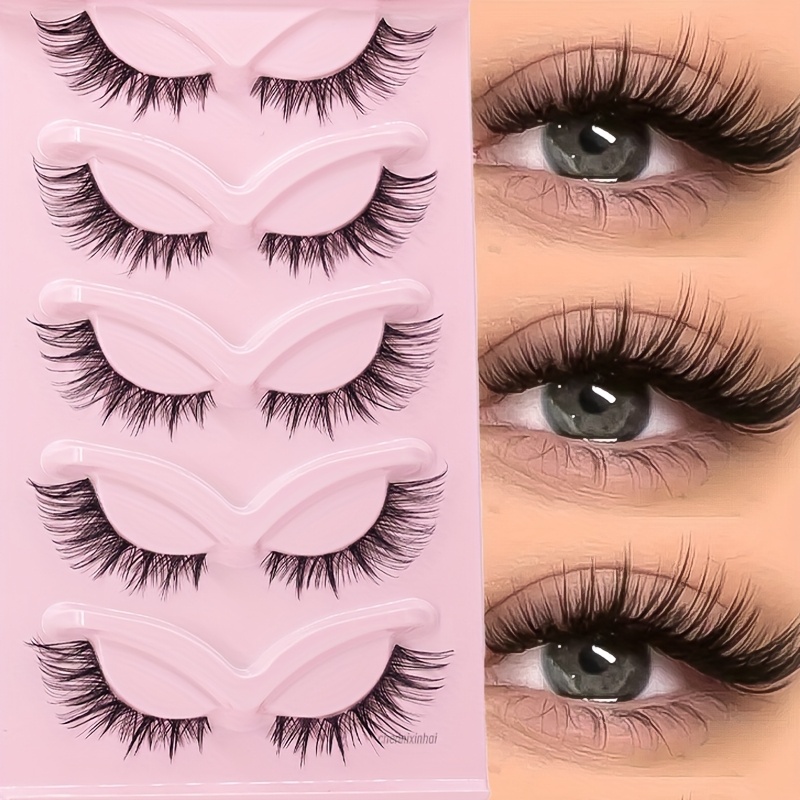 Cat Eyelash Natural Fox False Eyelash Gorgeous And Lightweight False Mink Eyelash, Suitable For Doll Eye Makeup 5-pair Set ()