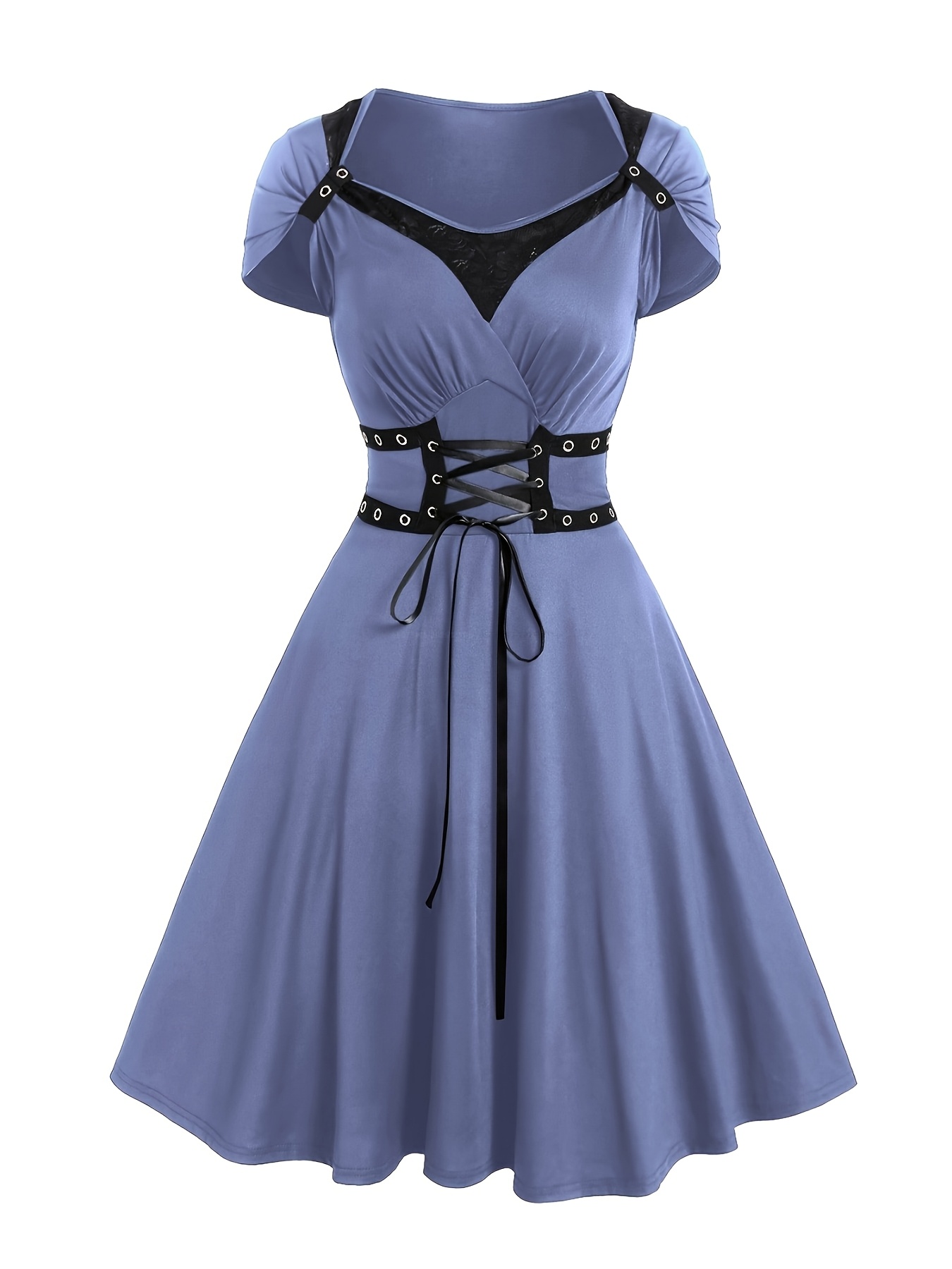 chinese dress ladies Gothic Ruffled Lace-up Corset Dress Suit  GTHIC
