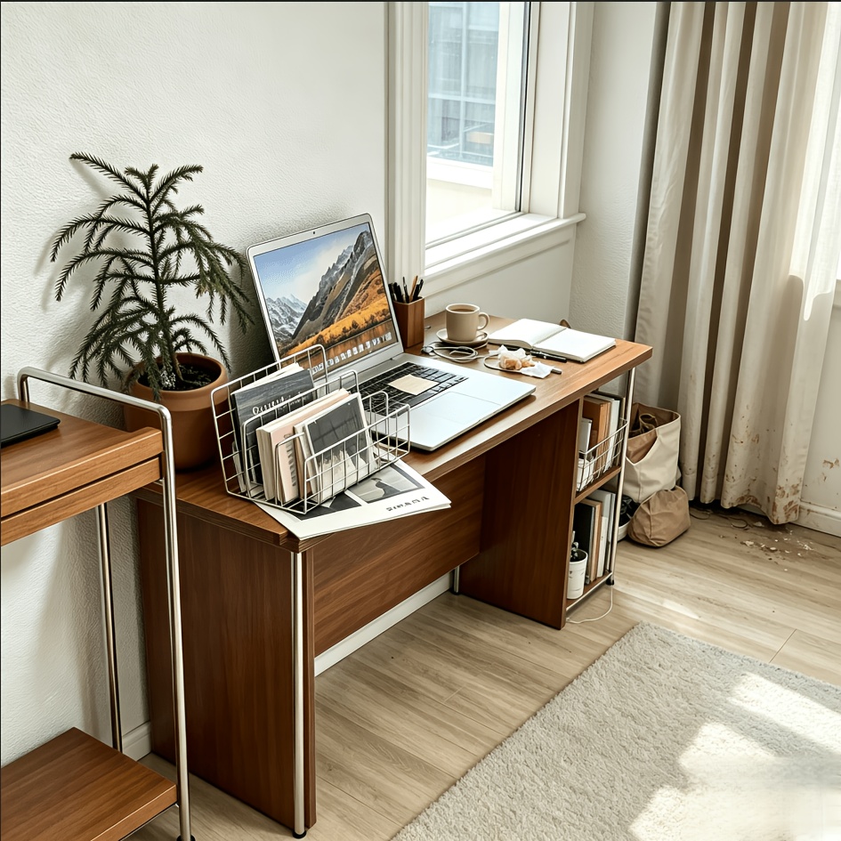 TEMU Nordic Style Three-tier Wrought Iron Bookshelf, Modern Silvery Office Bookcase Organizer, Fashionable Metal Material, Multi-functional Organizer