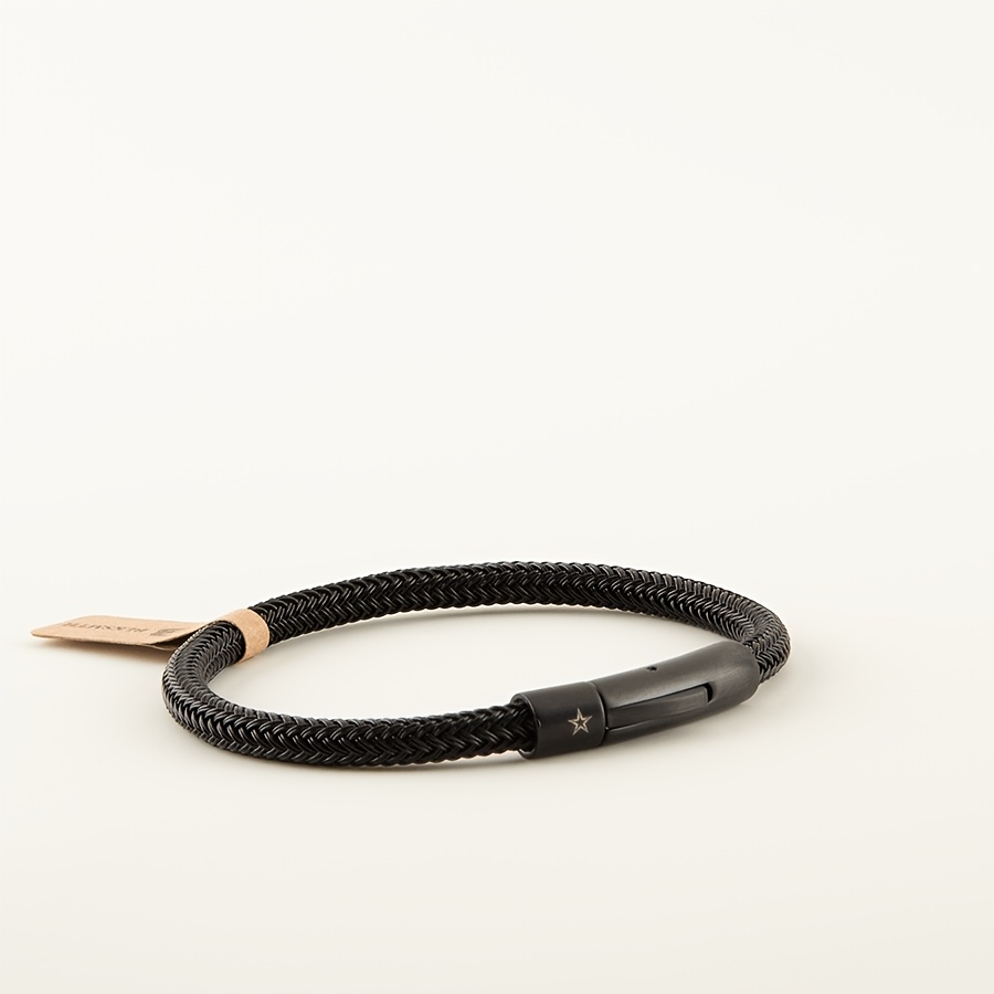 TEMU Blksmth 304 Stainless Steel Wire Braided Hardcore Style Men's Quick-release Bracelet