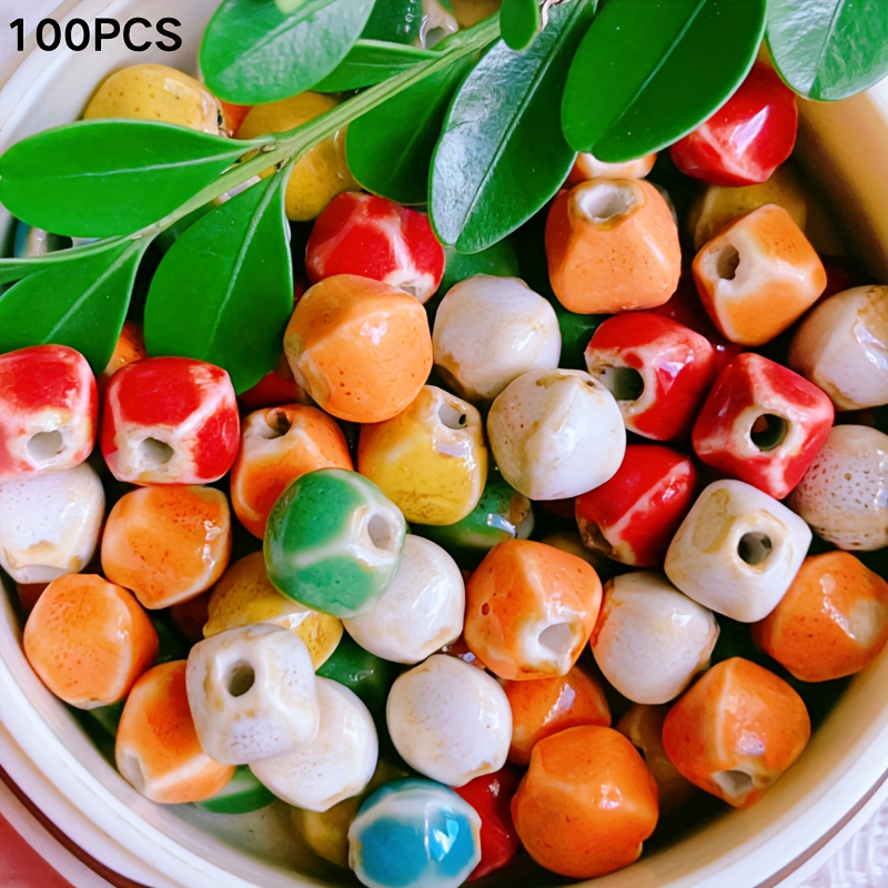 100 Mixed Ceramic Beads for DIY Jewelry Making Materials