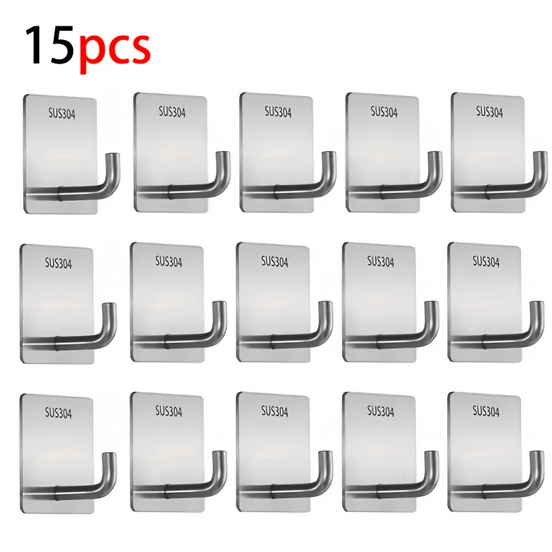 TEMU 5/8/12/15/20pcs Stainless Steel Sticky Hook, Multi-functional Kitchen Bathroom Decorative Wall Hangings Hook, Heavy-duty Sticky Hook Suit
