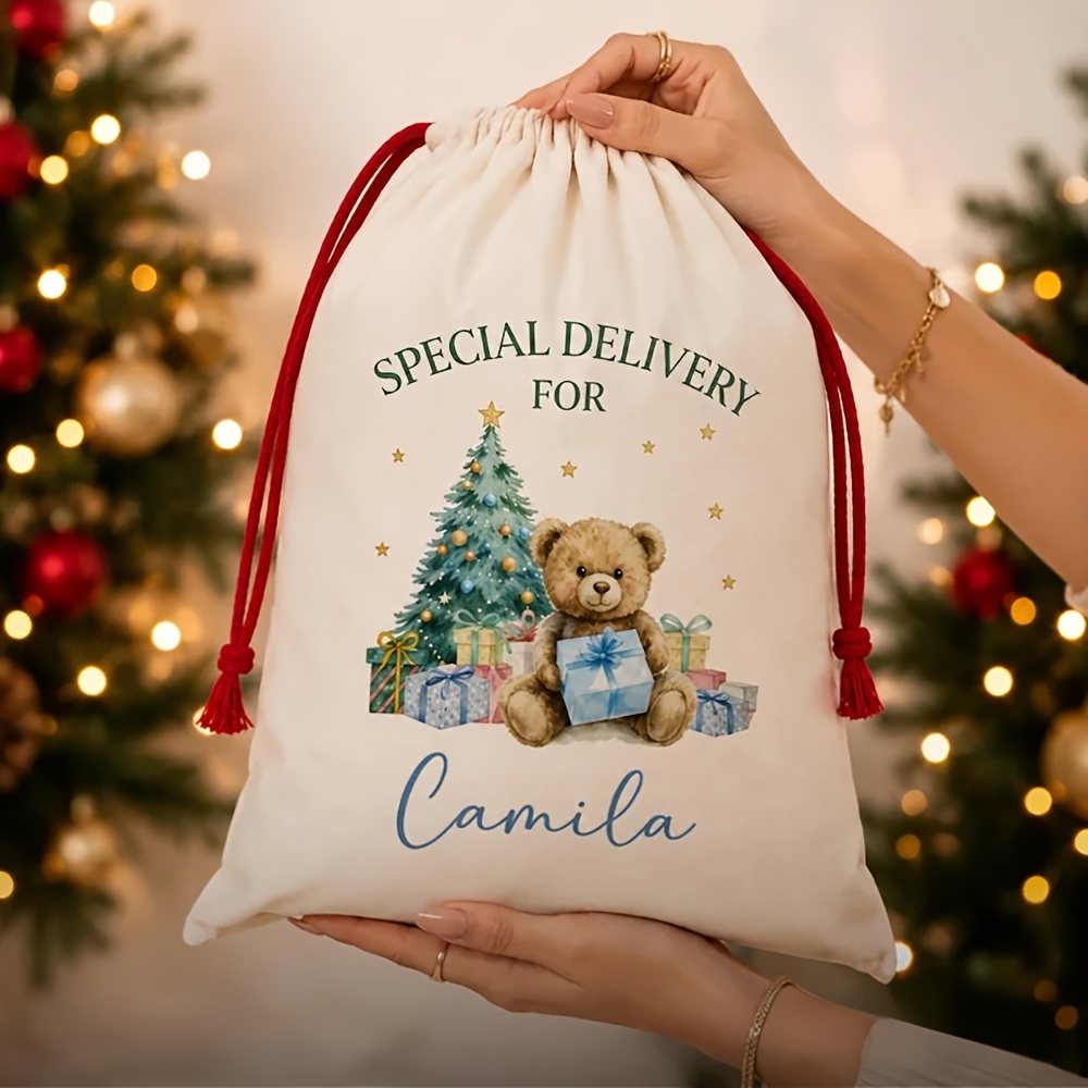 TEMU Personalized Custom Name Christmas Stocking Santa Sack Family Kid Boy Christmas Eve Holiday New Year Gift Bag Xmas Box Christmas Tree Ornaments