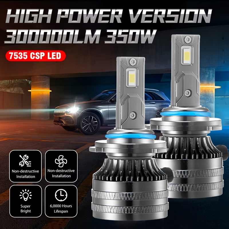 

2pcs 350w High-power H1 H4 H7 H8 H9 H11 Super Bright Led Bulbs 9005 Hb3 9006 Hb4 Cps Chip Car Led Fog Lamps Headlights 9012 Hir2 Auto Headlight For Car