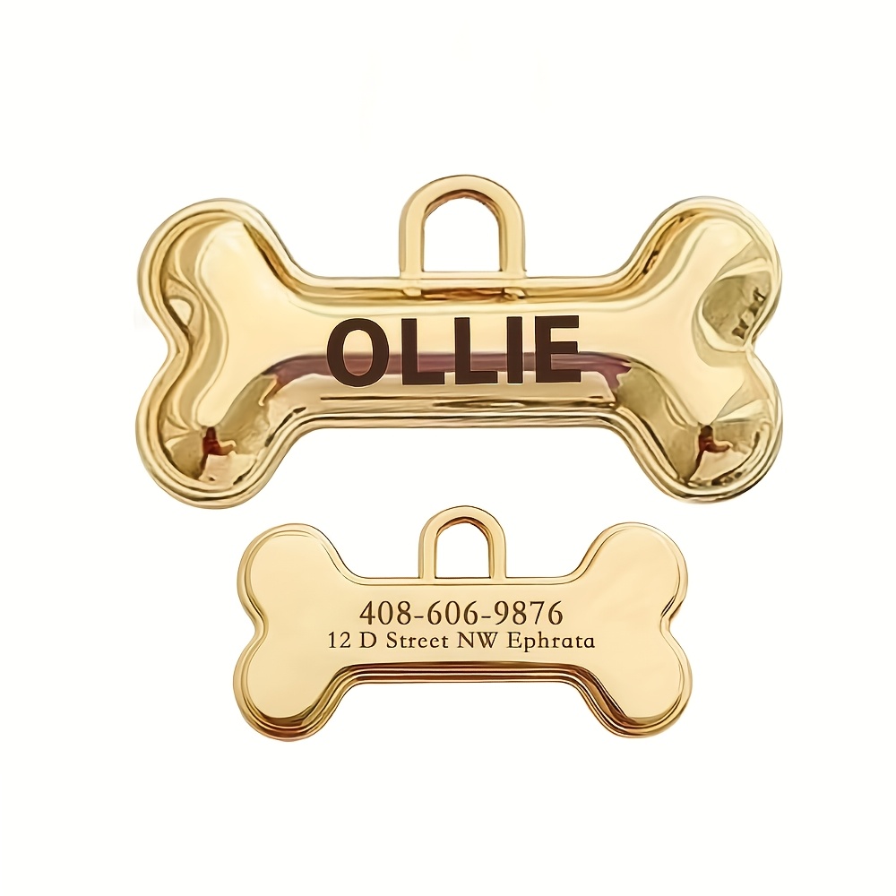 1pc Personalized Laser-engravable 3d Bone-shaped Dog Id Tag With Name, Address & Phone - Pet License Tag Suitable For Collars, Parties, Weddings, Birthdays - Laser Etching Service