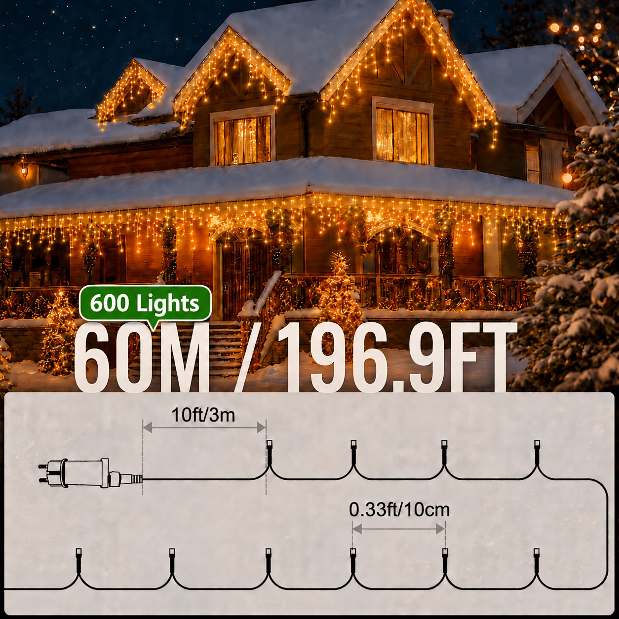 Image of Christmas Decorative Mini Lights, Led Transparent Wire Fairy Starry String Lights, Plug-in, Ip44, 8 Lighting For Indoor And Xmas Tree, Wedding, Lighted Holiday Displays