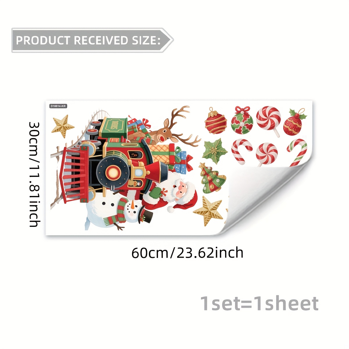 *60cm Static Cling Train Holiday Decoration Sticker For Living Room And Bedroom Windows, Model D18814-kr