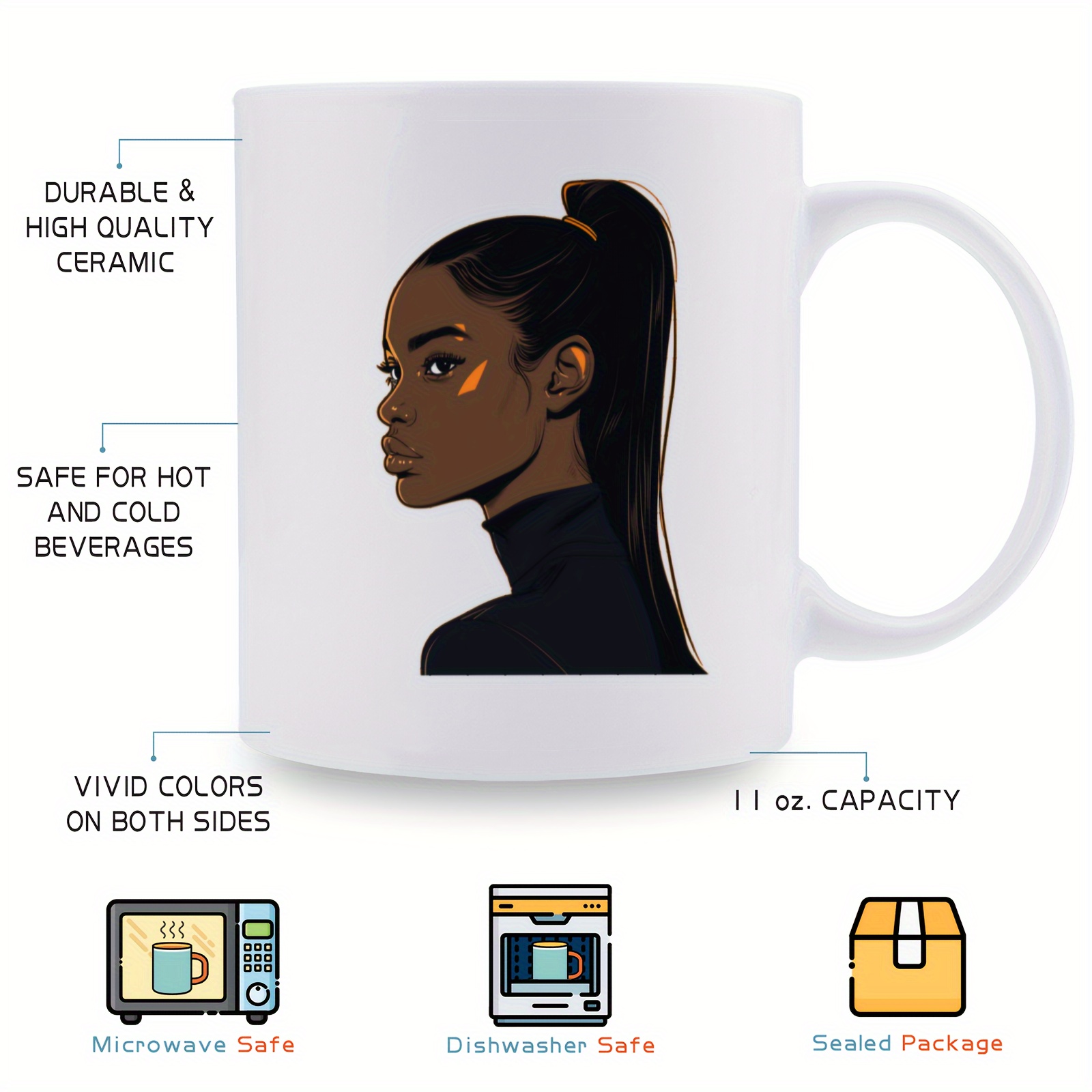 3a Level Funny Black Girl Pattern Ceramic Mug Best Gift - Temu