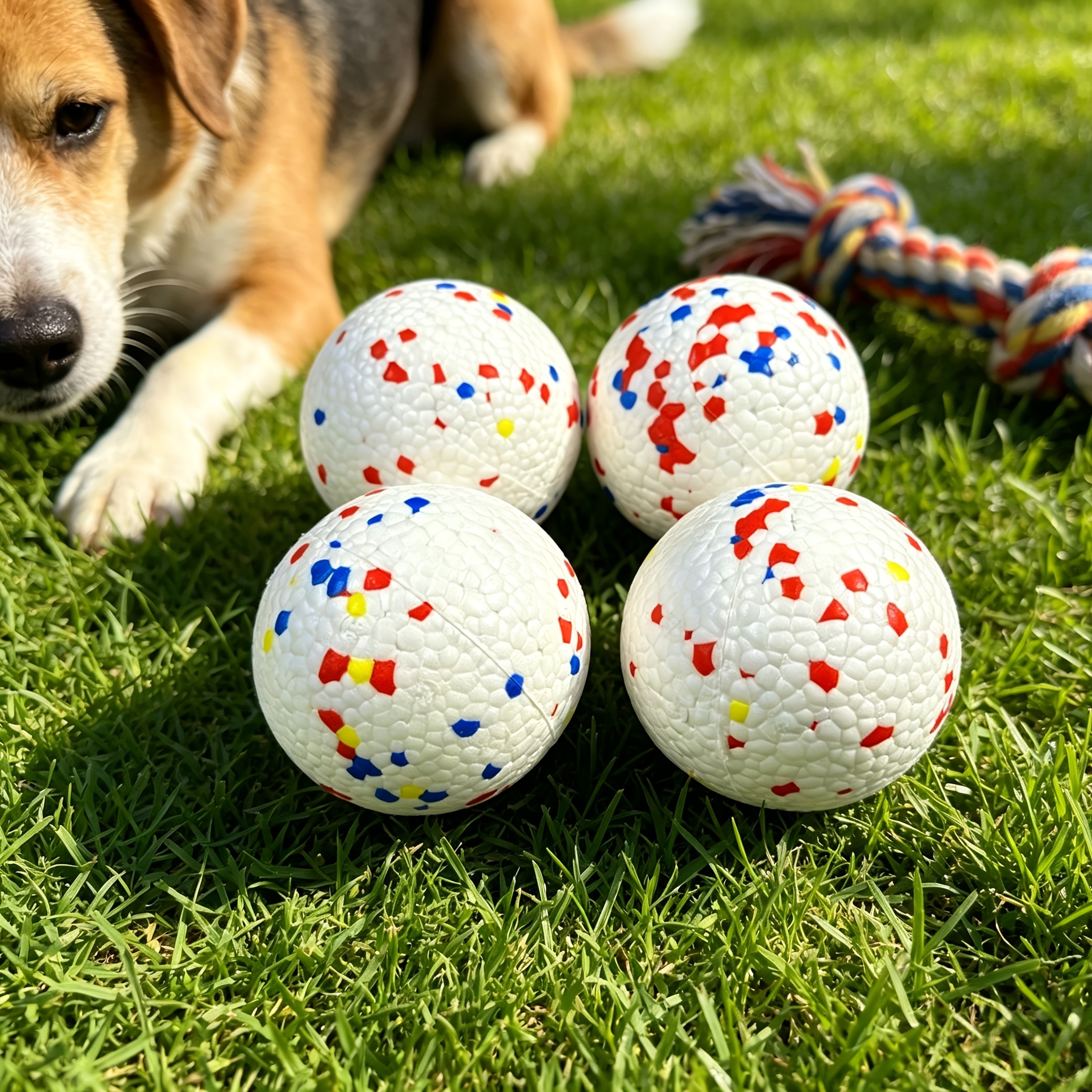 TEMU Lot de 4 balles de jouet pour chien, résistantes aux morsures, pour la mâchoire, grand ensemble de balles pour chien