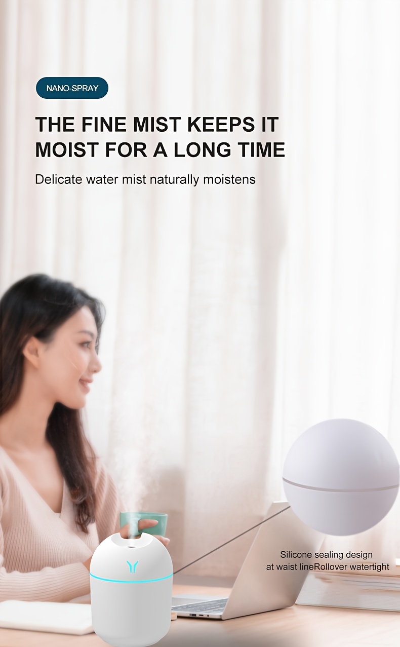 1pc Aromatherapy Diffuser And Humidifier with Cool Mist And Night Light: Essential Oils Can Be Added As An Air Aromatherapy Diffuser, Your Bedroom Fresh And Plants Healthy! Ultra-quiet - Perfect for Offices, Homes, Large Bedrooms