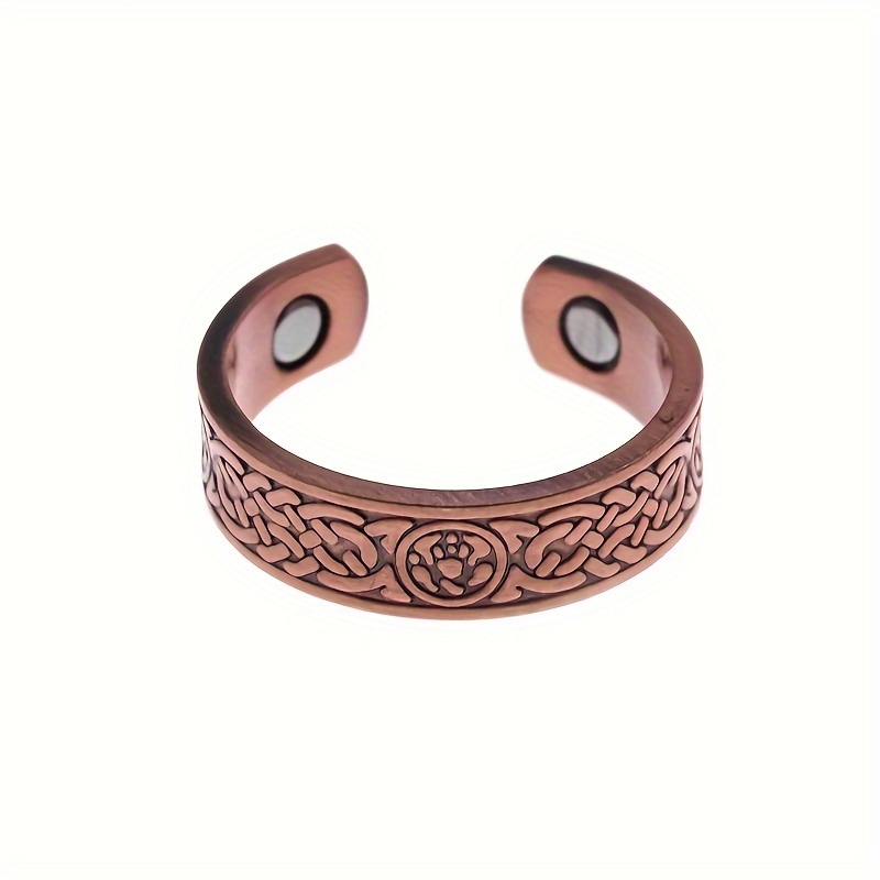 Copper Geometric Cloud Pattern Open Cuff Ring, Daily Wear Accessory