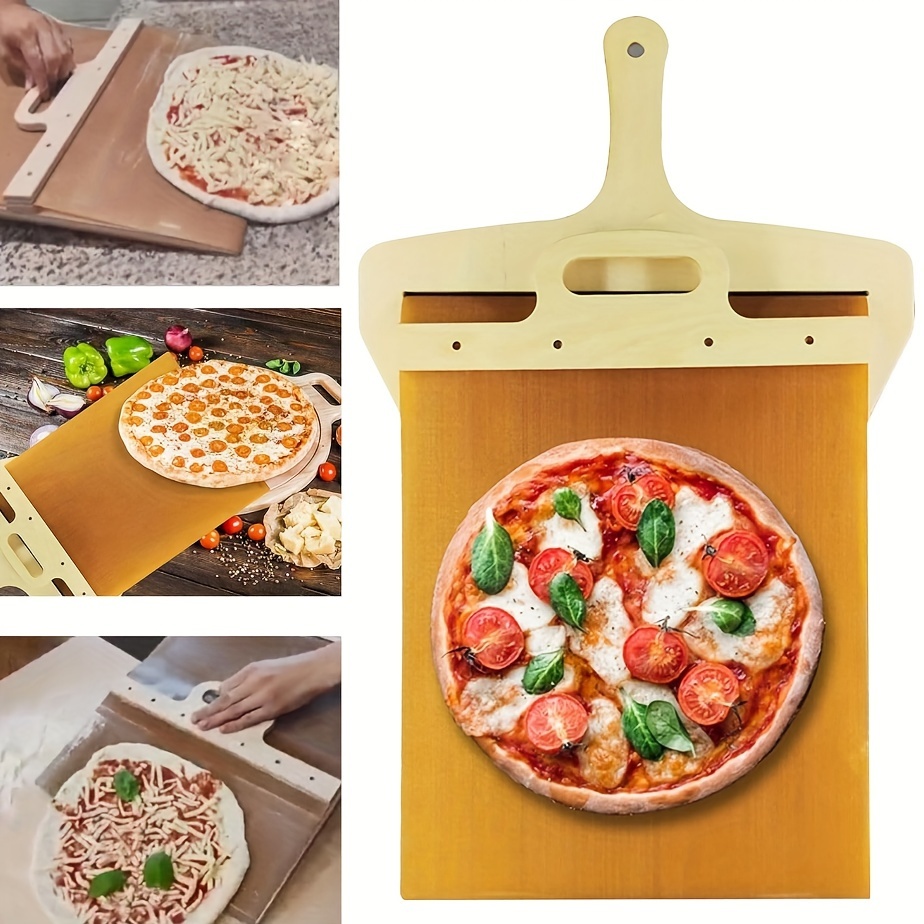 Piedra para pizza para horno y parrilla con paleta de madera para cáscara  de pizza y cortador de pizza - Asas de servir desmontables - Accesorios  para