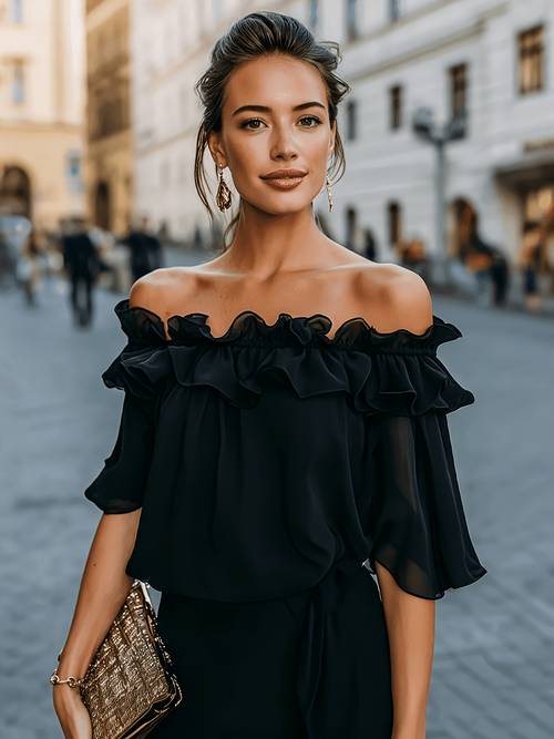 elegant off the chiffon blouse for spring and summer