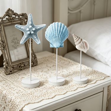 3 Peças de Placas e Ornamentos Decorativos de Madeira, Estrelas-do-mar, Conchas e Búzios de Verão, Elementos de Beira-mar de Verão, Adequados para Destaques de Mesa de Casamento, Decorações de Festa de Verão, Decoração de Bancada de Pousada e Exibições de Cenário Temático. Ideal para Decorações de