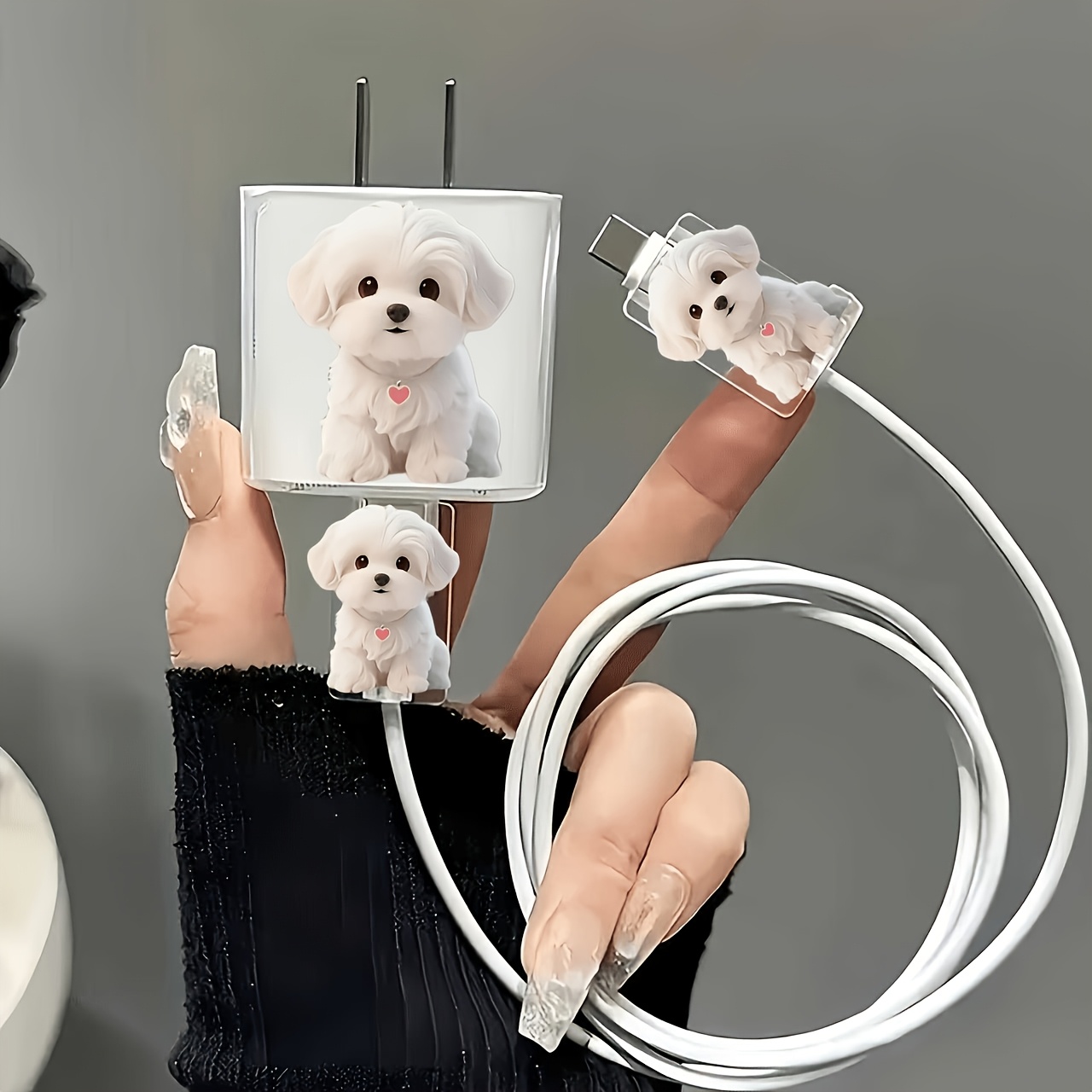 TEMU 1pc Cute Maltese Electric Protective Case 18w-20w Fast Charger Shell With Cute Puppy Pattern And Durable Tpu Fall Protection-perfect Gift For
