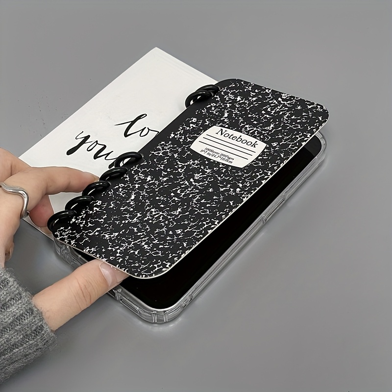 TPU Material New Book Flip Style Black and White Grain Pattern Printed Mobile Phone Case Suitable for Apple Series 11, 12, 13, 14, 15, 16pro mox Samsung Series 23, 24UItra