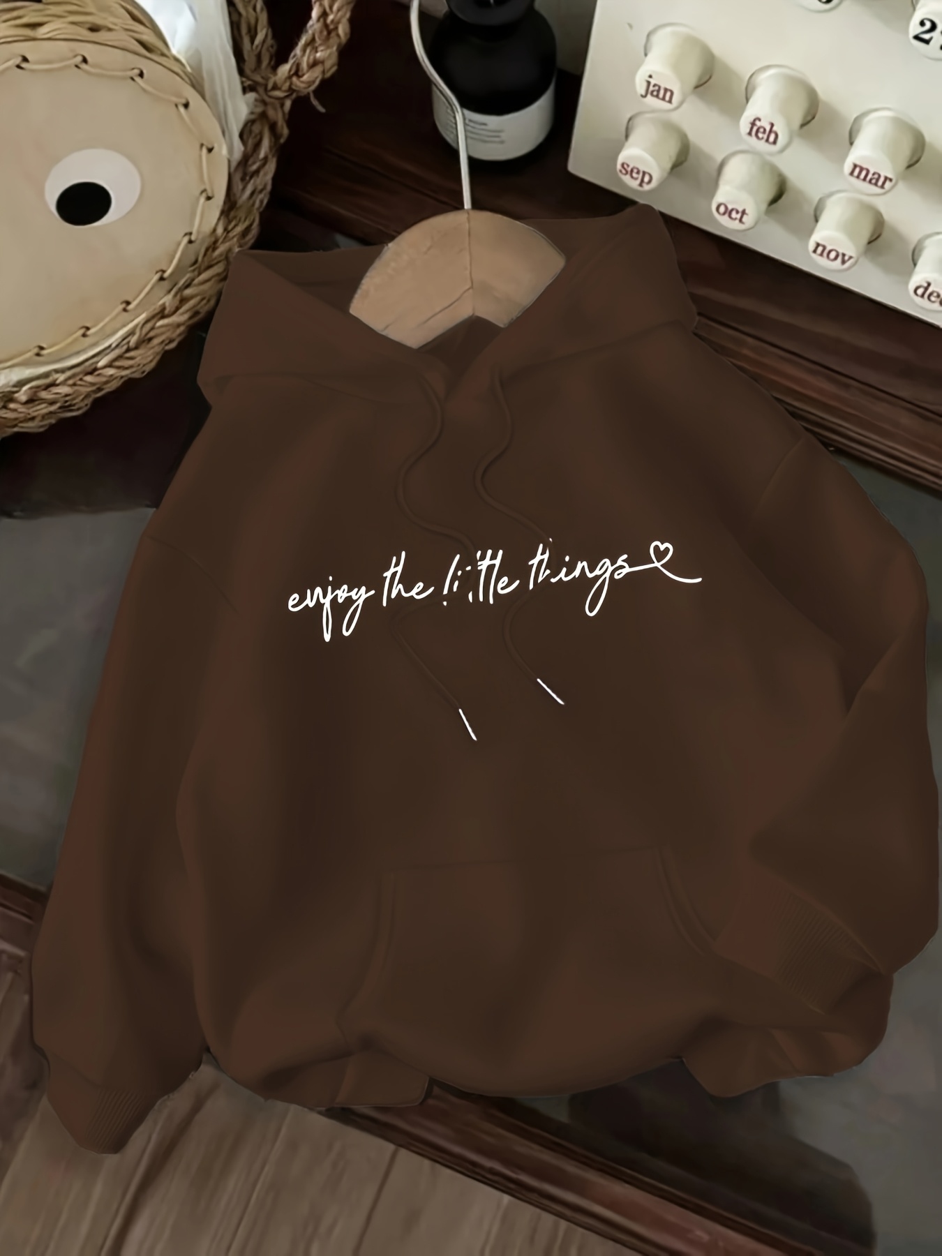 sweat à capuche décontracté pour femmes avec impression de lettres enjoy  ,   et capuche à cordon - pull à manches longues confortable pour lautomne/hiver, sweat décontracté | sweat décontracté | sweat à capuche confortable Détails du produit 20