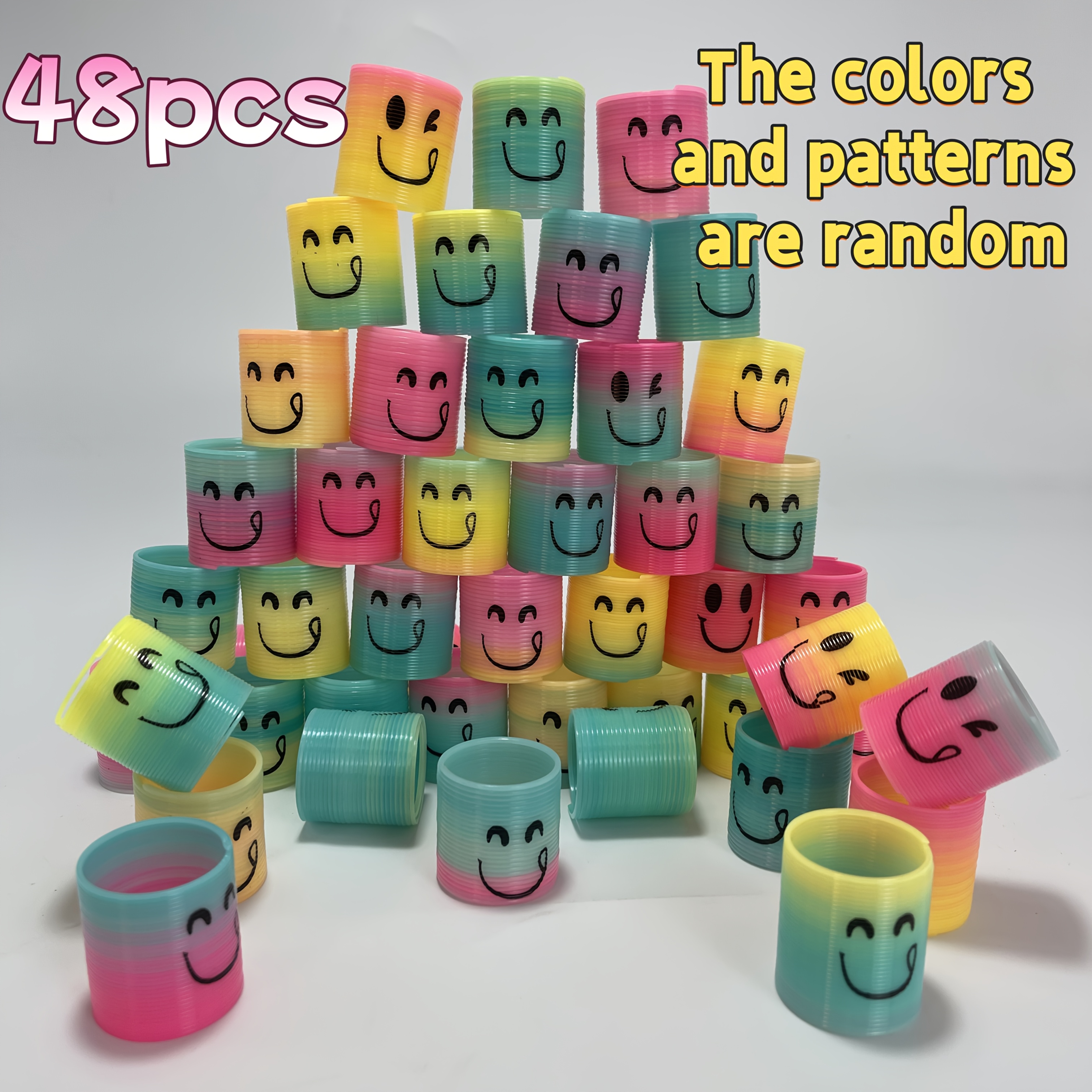 48 Fun Mini Colorful Circles, Elastic Rings, Toys - Great For Parties And Classroom Rewards, Multiple Ways To Play, Stretchable, Stacked In , Random Colors And