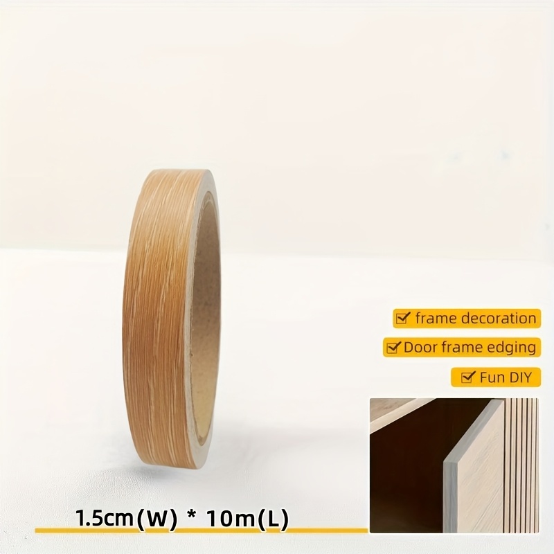 TEMU 1 Roll Of 10m/393.7 Inch Self-adhesive Wood Grain, Repair And Decorate Self-adhesive Wood Grain Edging Sticker, Suitable For Cabinets, Edge